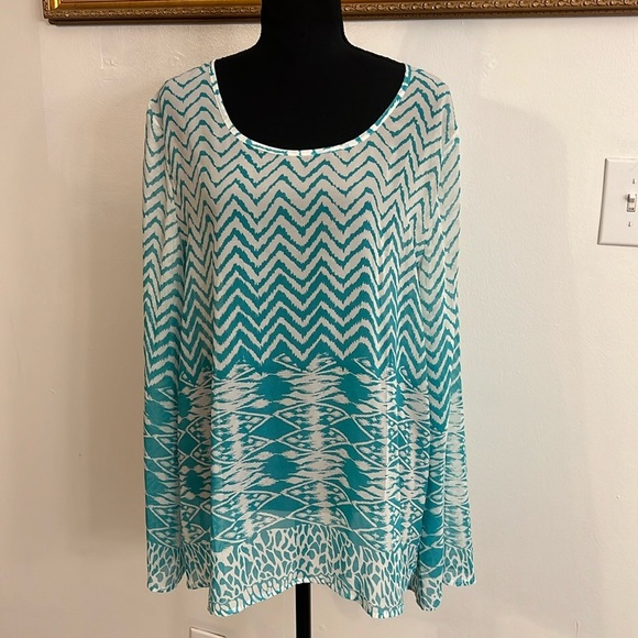 Umgee Lightweight Semi Sheer Cotton Blend Blouse Sz. XL. - Picture 1 of 11